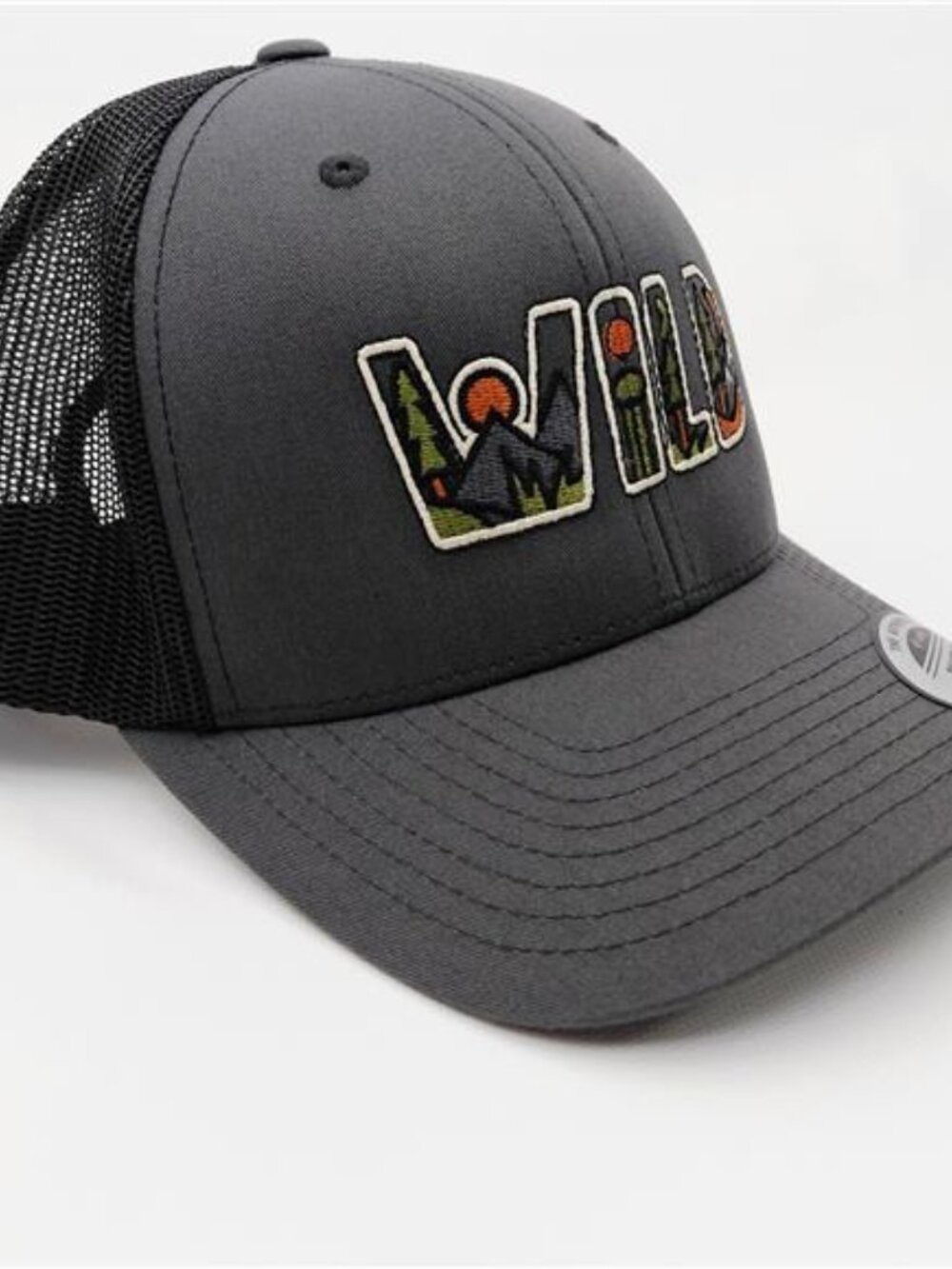 Outdoors WILD Embroidered Yupoong Baseball Hat - Gray Cotton - USA Embroidered - Picture 3 of 4